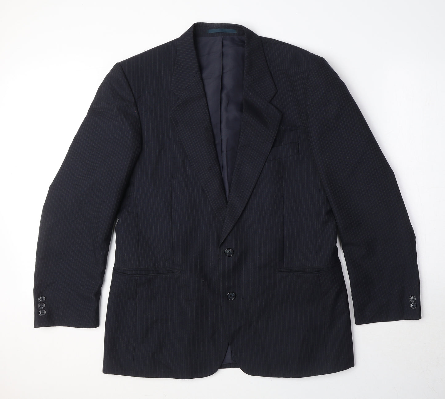 C&A Mens Blue Striped Polyester Jacket Suit Jacket Size 40 Regular