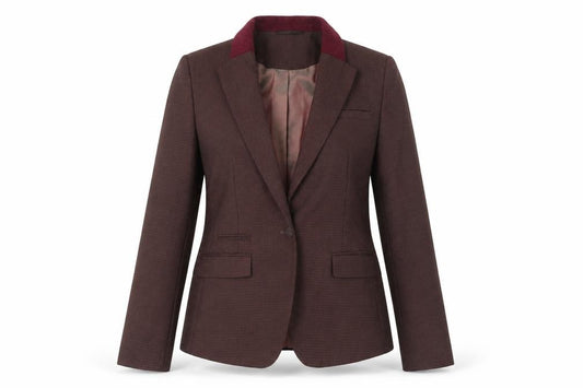 Front view of Next women’s purple polyester jacket blazer, size UK 12