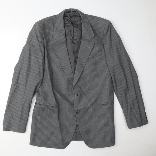 Pierre Pascal Mens Grey Striped Polyester Jacket Suit Jacket Size 38 Regular