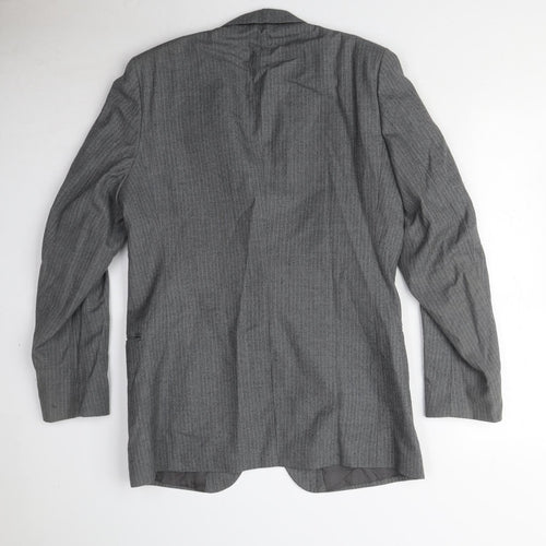 Pierre Pascal Mens Grey Striped Polyester Jacket Suit Jacket Size 38 Regular