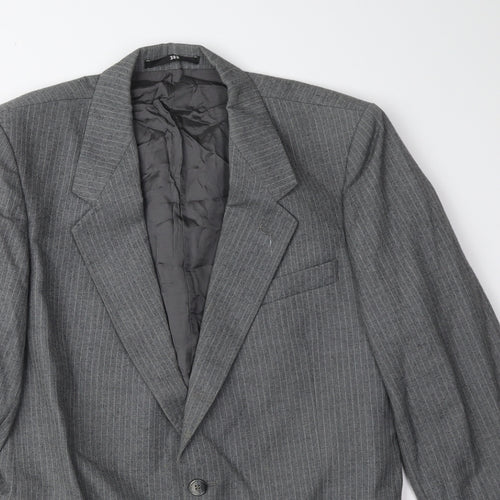 Pierre Pascal Mens Grey Striped Polyester Jacket Suit Jacket Size 38 Regular
