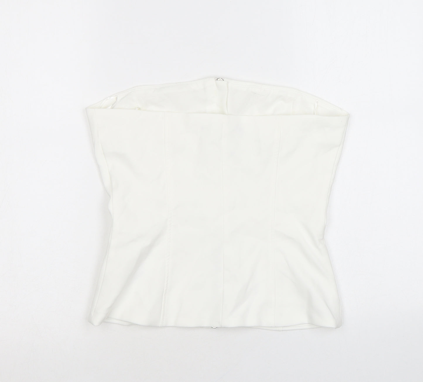 Zara Womens White Polyester Cropped Tank Size M Off the Shoulder
