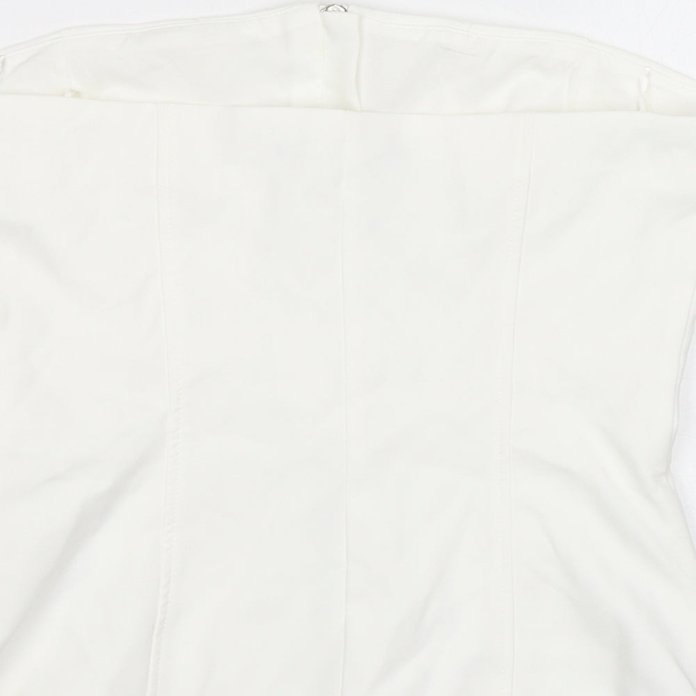 Zara Womens White Polyester Cropped Tank Size M Off the Shoulder