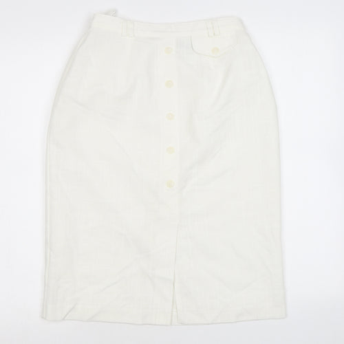 Berkertex Womens White Polyester Straight & Pencil Skirt Size 12 Button