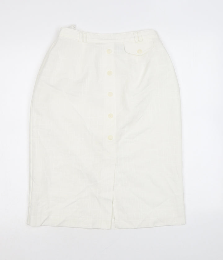 Berkertex Womens White Polyester Straight & Pencil Skirt Size 12 Button