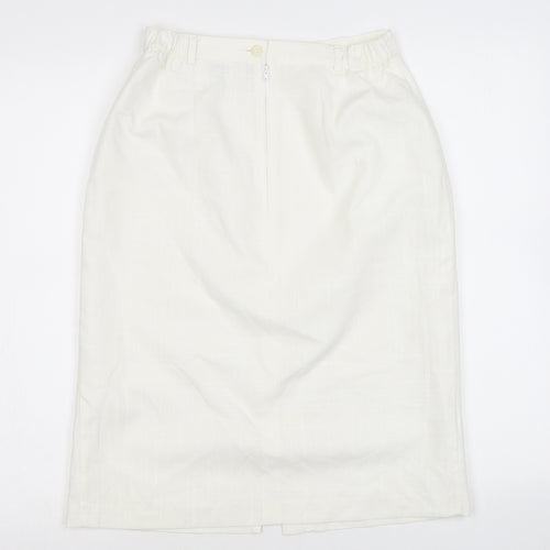 Berkertex Womens White Polyester Straight & Pencil Skirt Size 12 Button