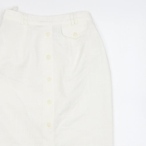 Berkertex Womens White Polyester Straight & Pencil Skirt Size 12 Button