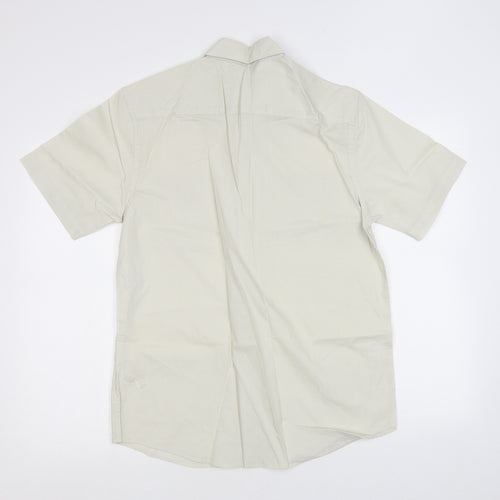 BHS Mens Beige Polyester Button-Up Size S Collared Button