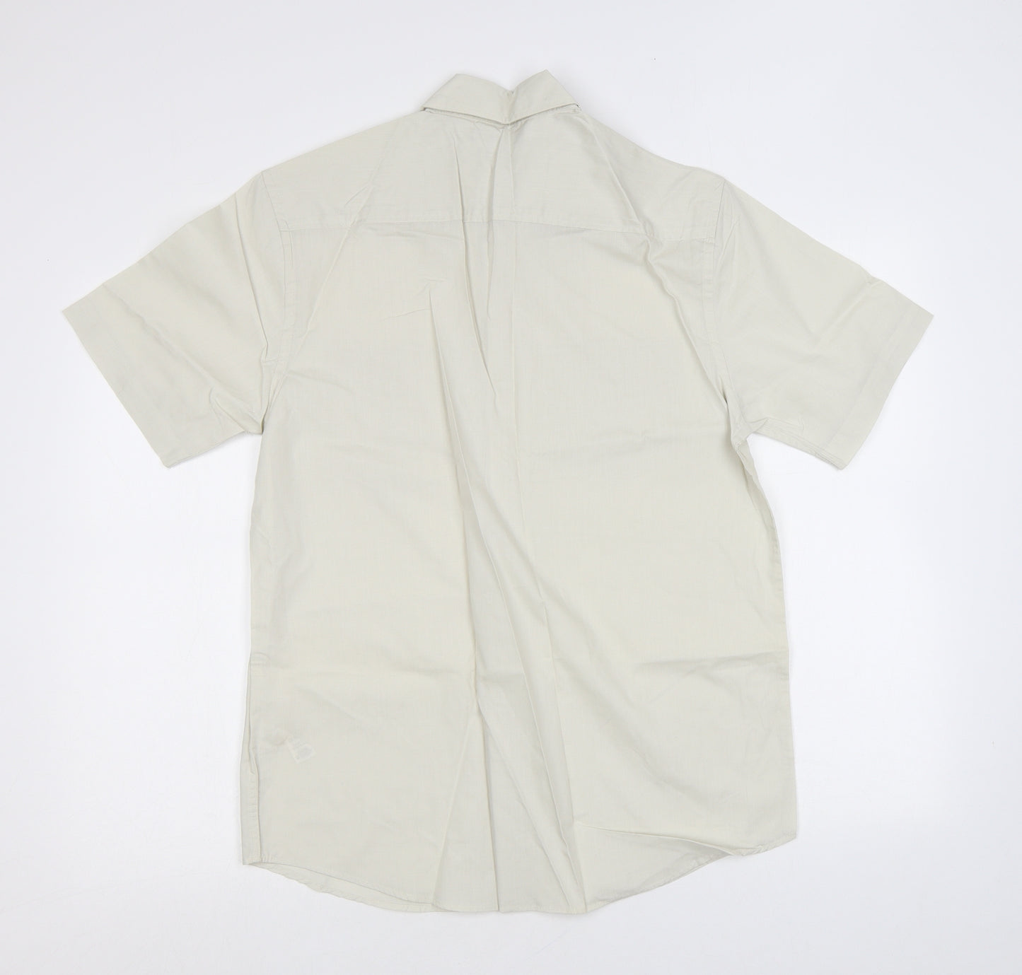 BHS Mens Beige Polyester Button-Up Size S Collared Button