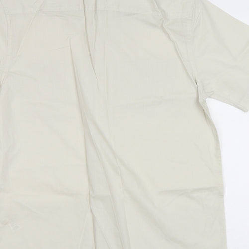 BHS Mens Beige Polyester Button-Up Size S Collared Button