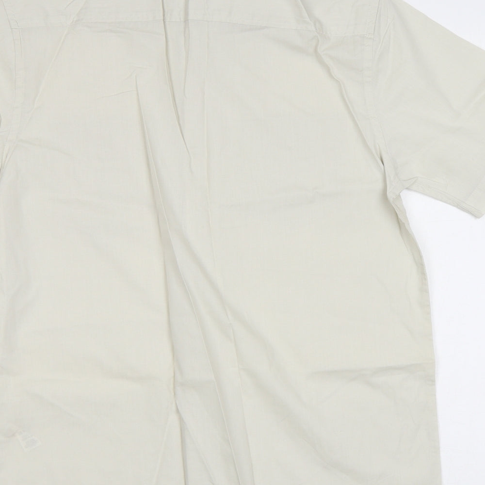 BHS Mens Beige Polyester Button-Up Size S Collared Button