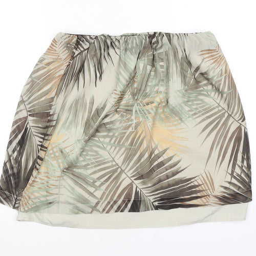 H&M Womens Green Geometric Polyester A-Line Skirt Size 8 - Leaf pattern