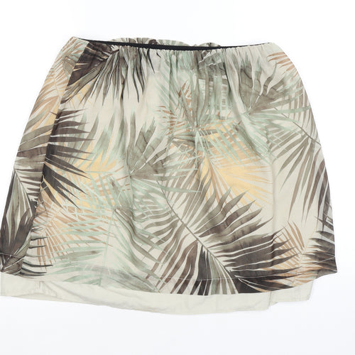 H&M Womens Green Geometric Polyester A-Line Skirt Size 8 - Leaf pattern