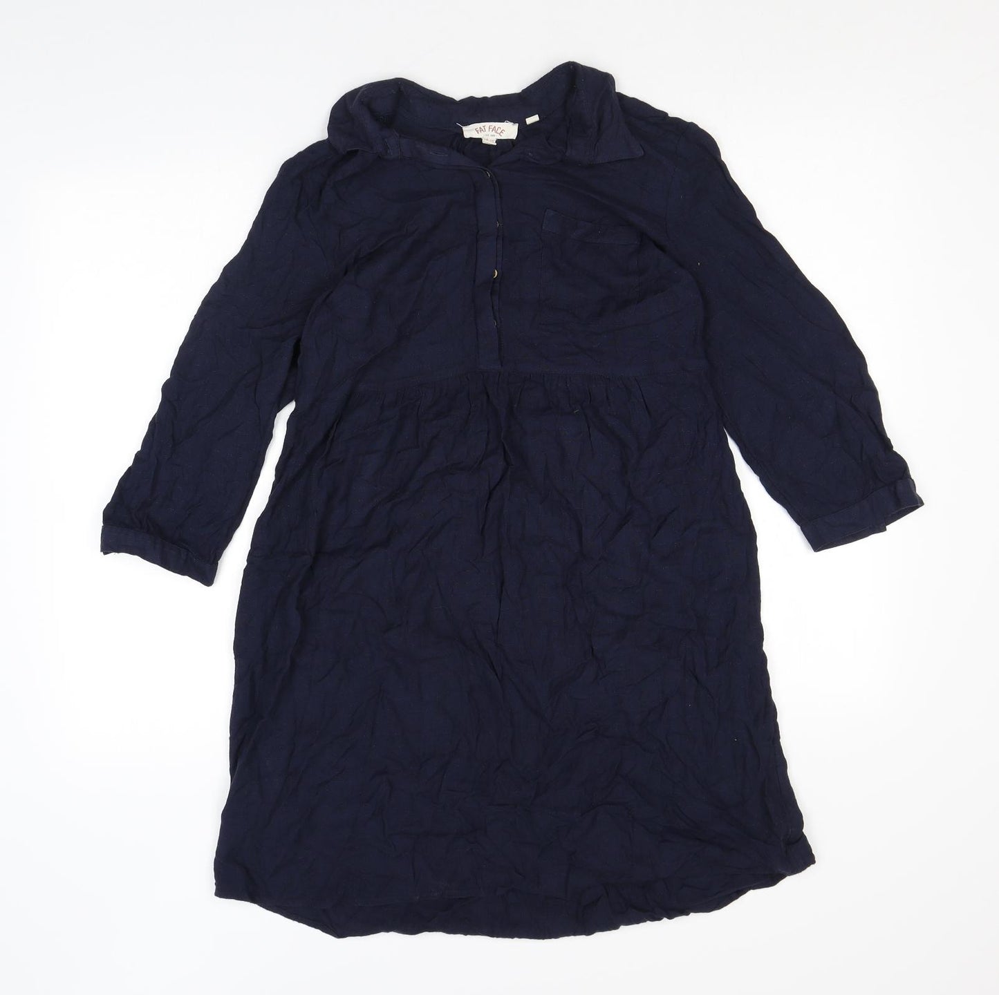 Fat Face Womens Blue Viscose Shift Size 10 Collared Button