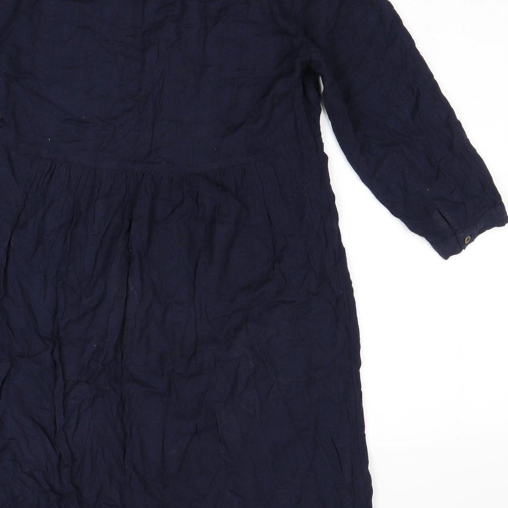 Fat Face Womens Blue Viscose Shift Size 10 Collared Button