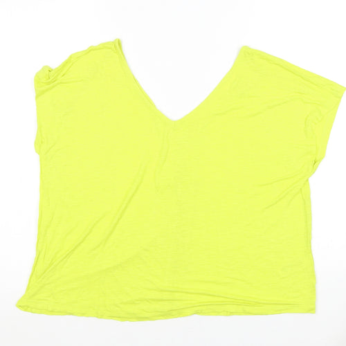 Monsoon Womens Yellow Viscose Basic T-Shirt Size M V-Neck