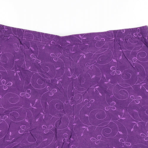 Country Casuals Womens Purple Floral Cupro Basic Shorts Size L L8 in Regular Pull On
