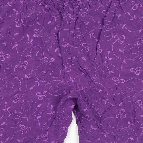 Country Casuals Womens Purple Floral Cupro Basic Shorts Size L L8 in Regular Pull On