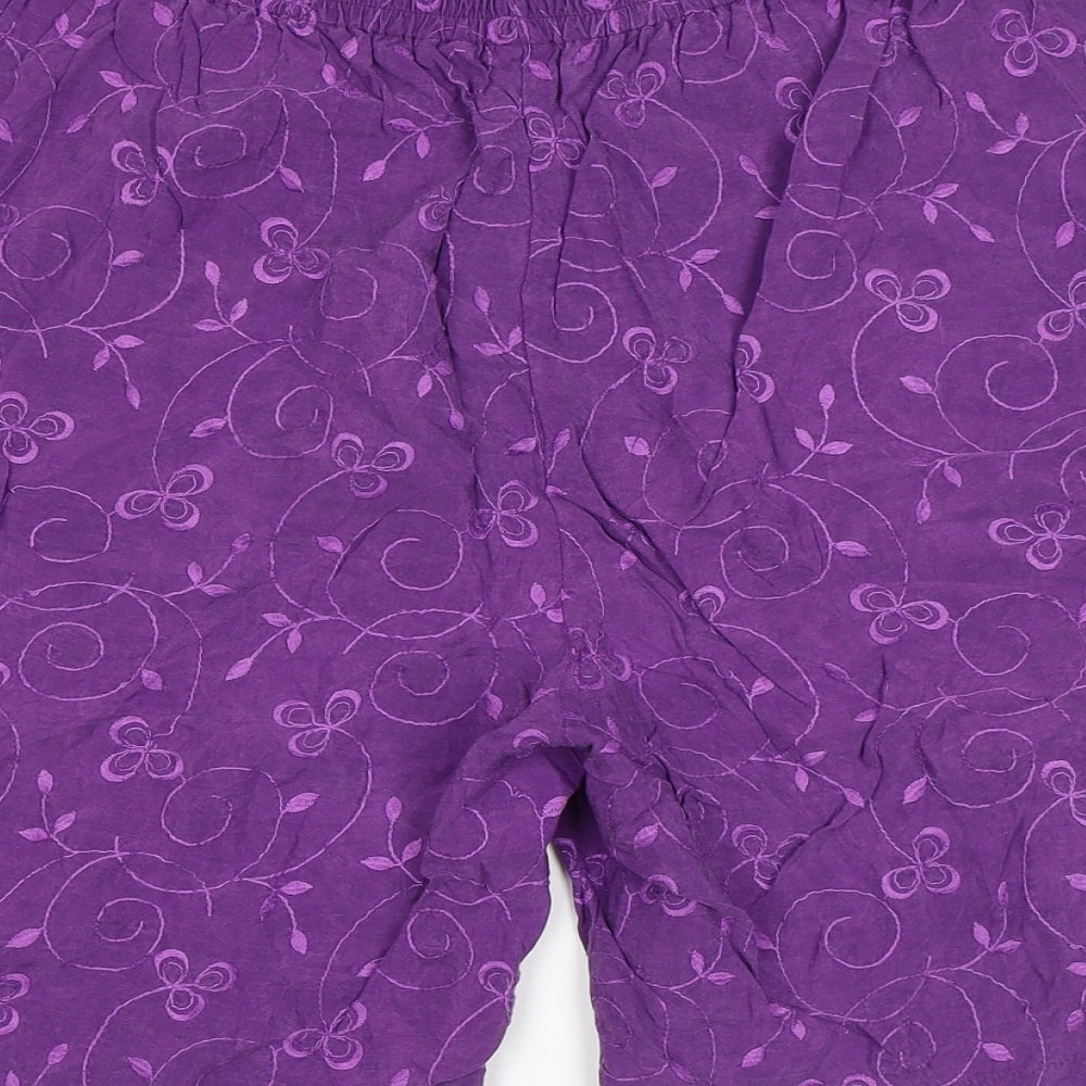 Country Casuals Womens Purple Floral Cupro Basic Shorts Size L L8 in Regular Pull On