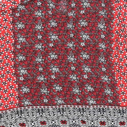 River Island Womens Red Geometric Viscose Basic Blouse Size 8 Mock Neck