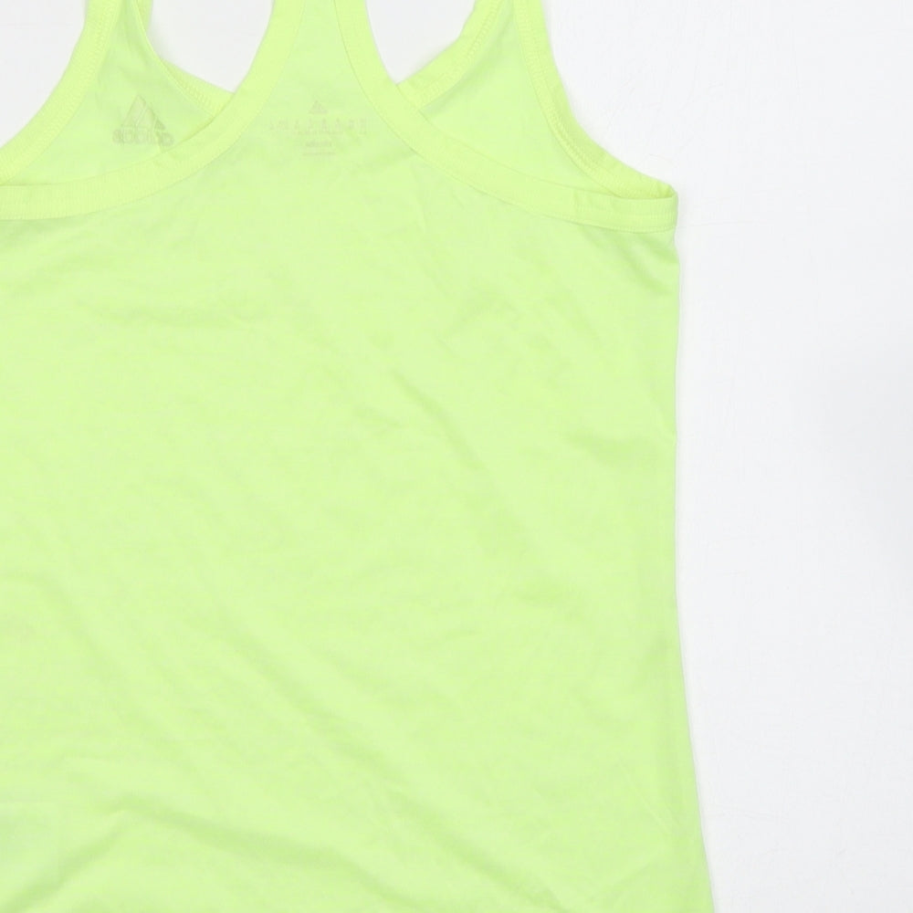 adidas Womens Yellow Polyester Basic Tank Size 4 Scoop Neck Pullover - 4-6