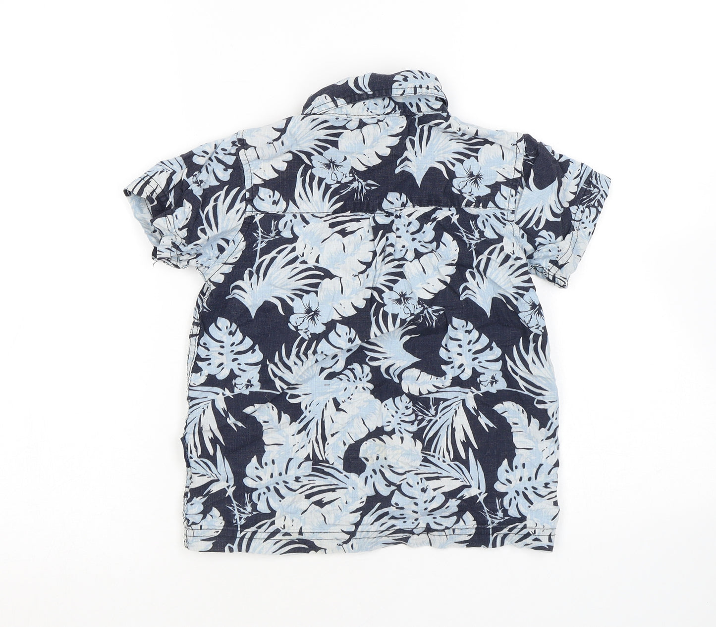 Trespass Boys Blue Geometric 100% Cotton Basic Casual Size 5-6 Years Collared Button - Leaf Pattern