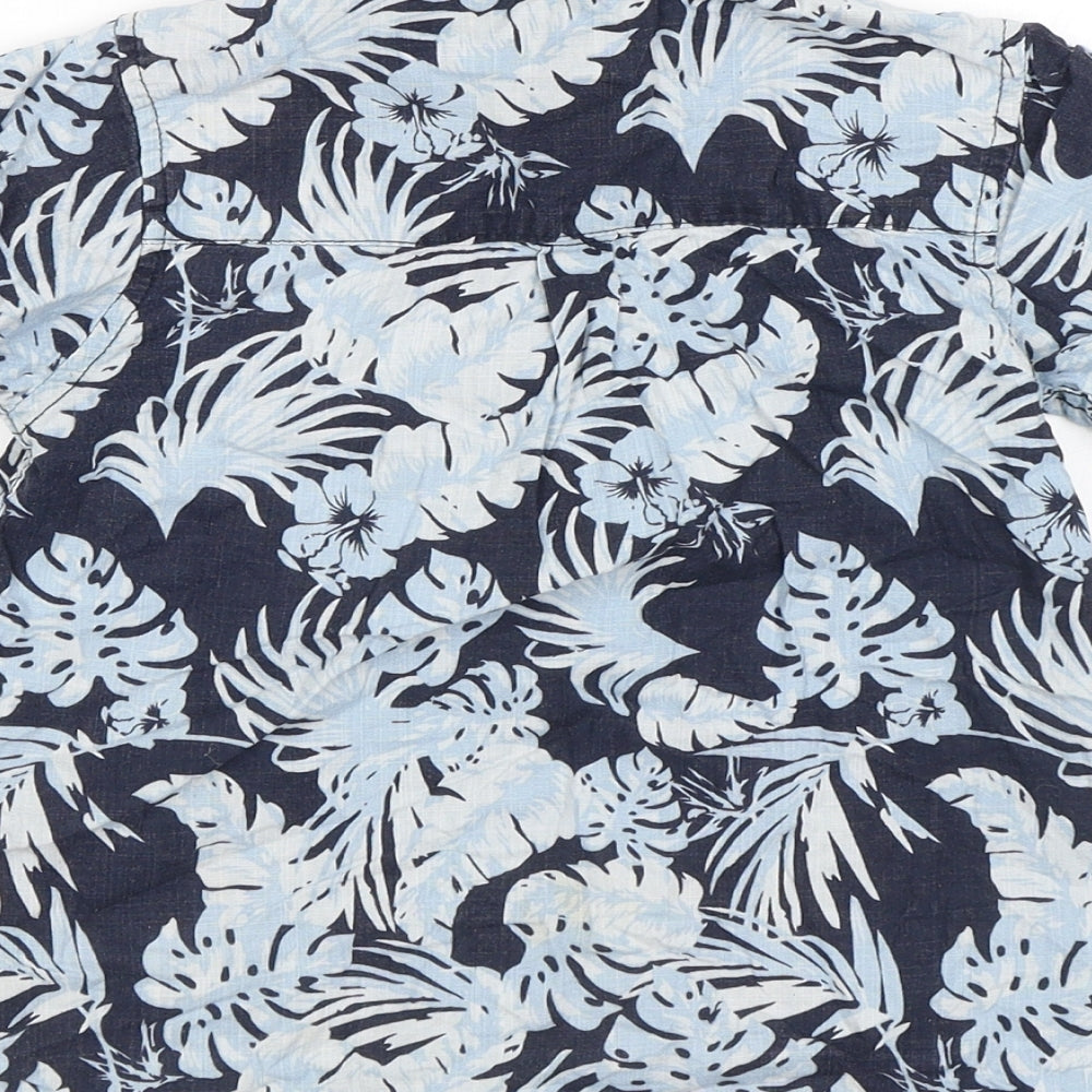 Trespass Boys Blue Geometric 100% Cotton Basic Casual Size 5-6 Years Collared Button - Leaf Pattern