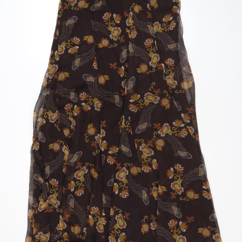 Long Tall Sally Womens Brown Floral Polyester Swing Skirt Size 12