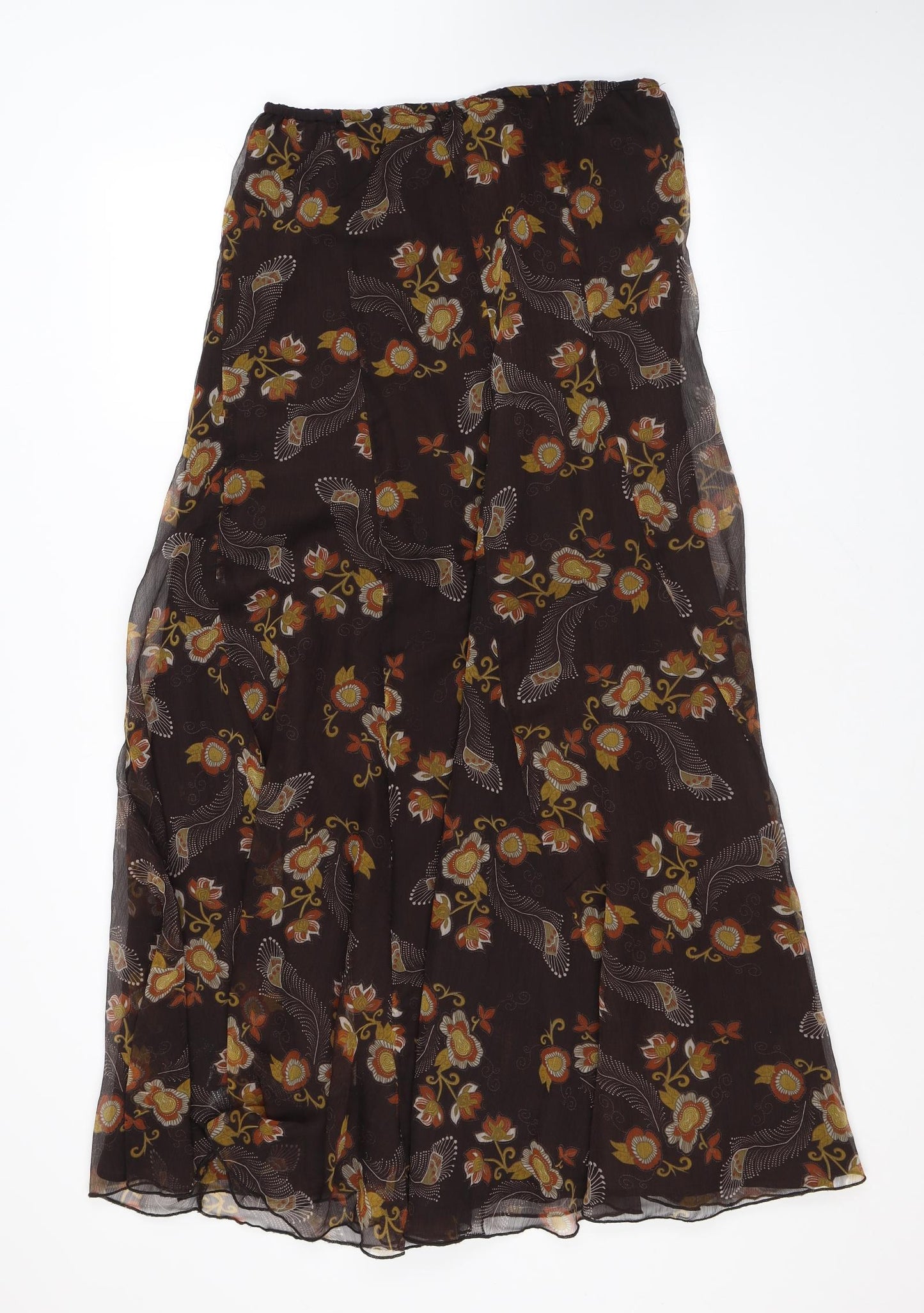 Long Tall Sally Womens Brown Floral Polyester Swing Skirt Size 12