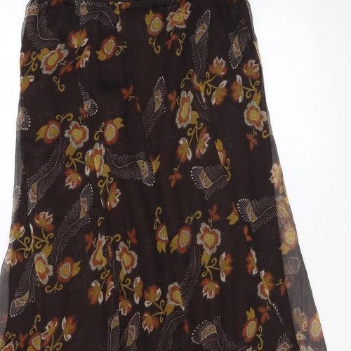 Long Tall Sally Womens Brown Floral Polyester Swing Skirt Size 12