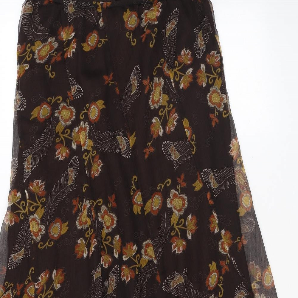 Long Tall Sally Womens Brown Floral Polyester Swing Skirt Size 12