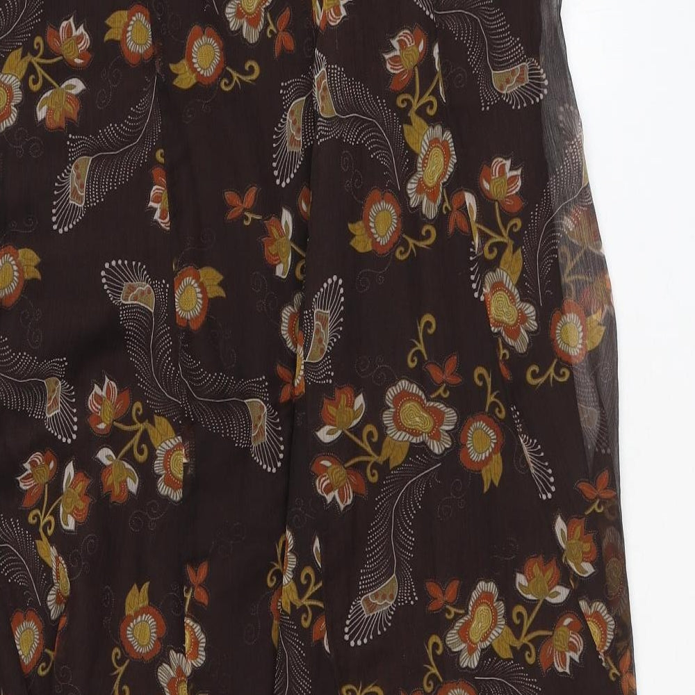 Long Tall Sally Womens Brown Floral Polyester Swing Skirt Size 12