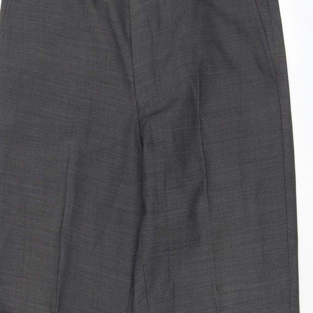 Marks and Spencer Mens Grey Wool Trousers Size 32 in L30 in Regular Zip
