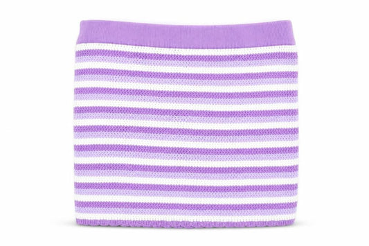 Front view of Divided by H&M women’s purple striped cotton bandage skirt, size M