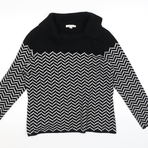 Precis Womens Black Roll Neck Herringbone Viscose Pullover Jumper Size M