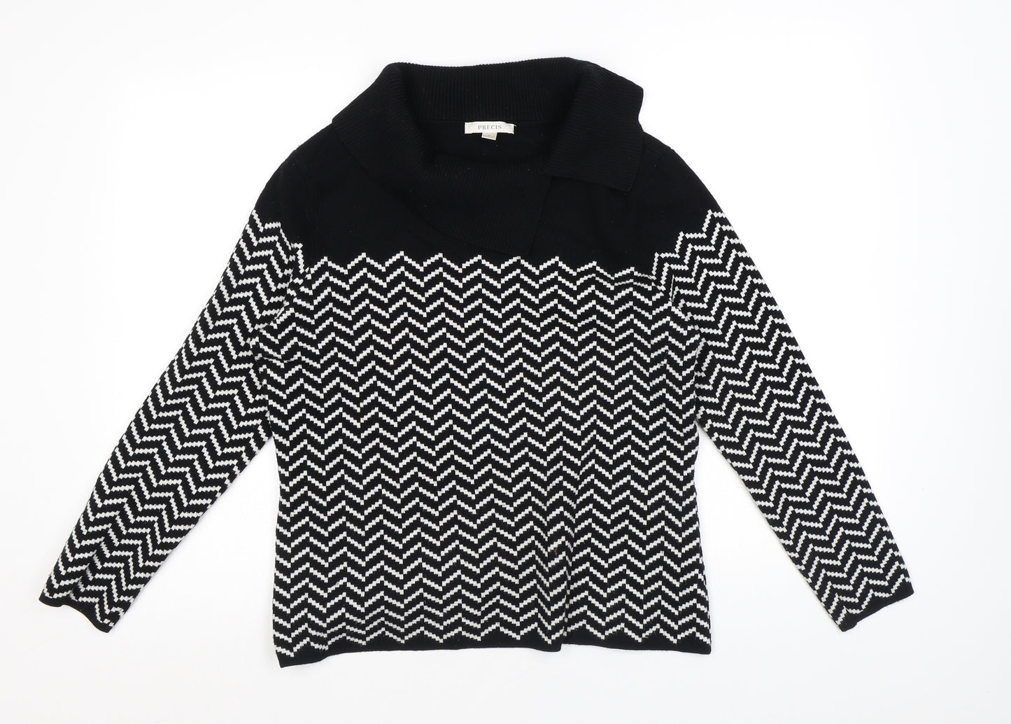 Precis Womens Black Roll Neck Herringbone Viscose Pullover Jumper Size M