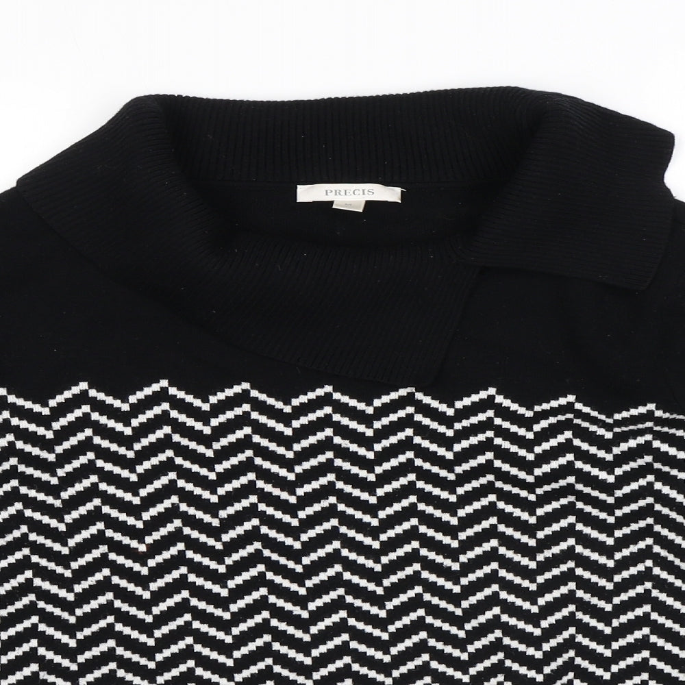 Precis Womens Black Roll Neck Herringbone Viscose Pullover Jumper Size M