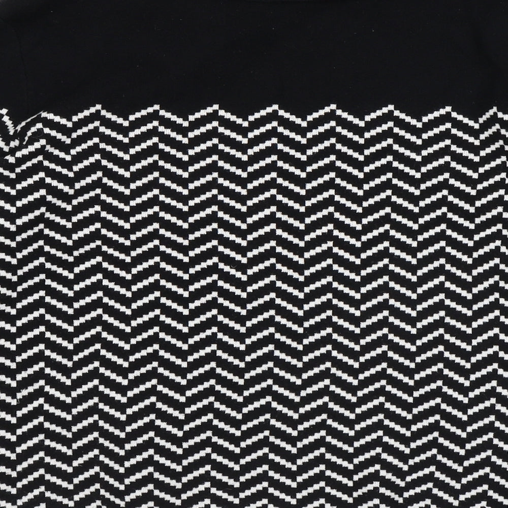 Precis Womens Black Roll Neck Herringbone Viscose Pullover Jumper Size M