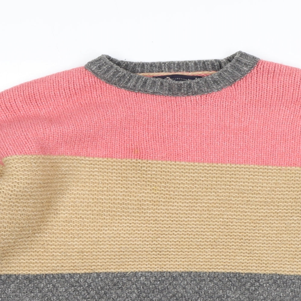 Marks and Spencer Womens Multicoloured Round Neck Acrylic Pullover Jumper Size M - Colourblock