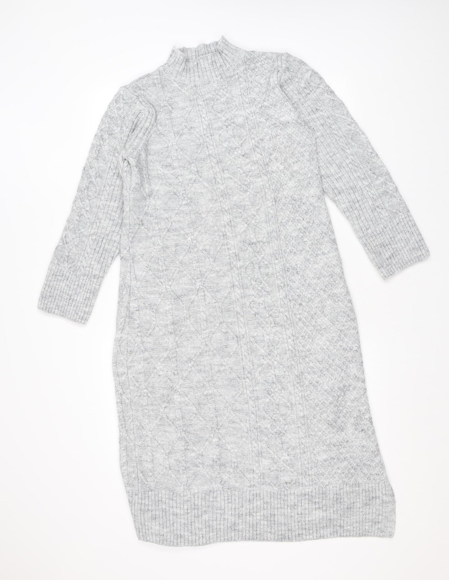 River Island Womens Grey High Neck Acrylic Pullover Jumper Size 18