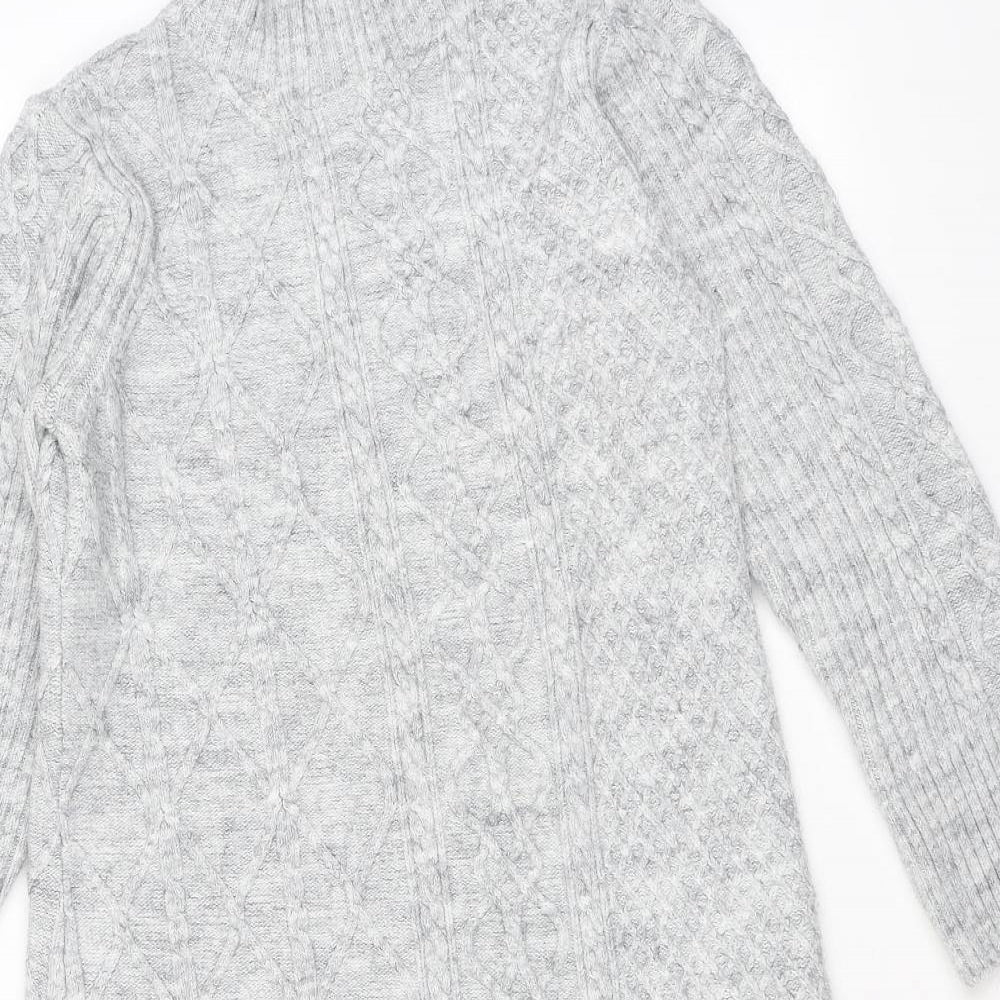 River Island Womens Grey High Neck Acrylic Pullover Jumper Size 18