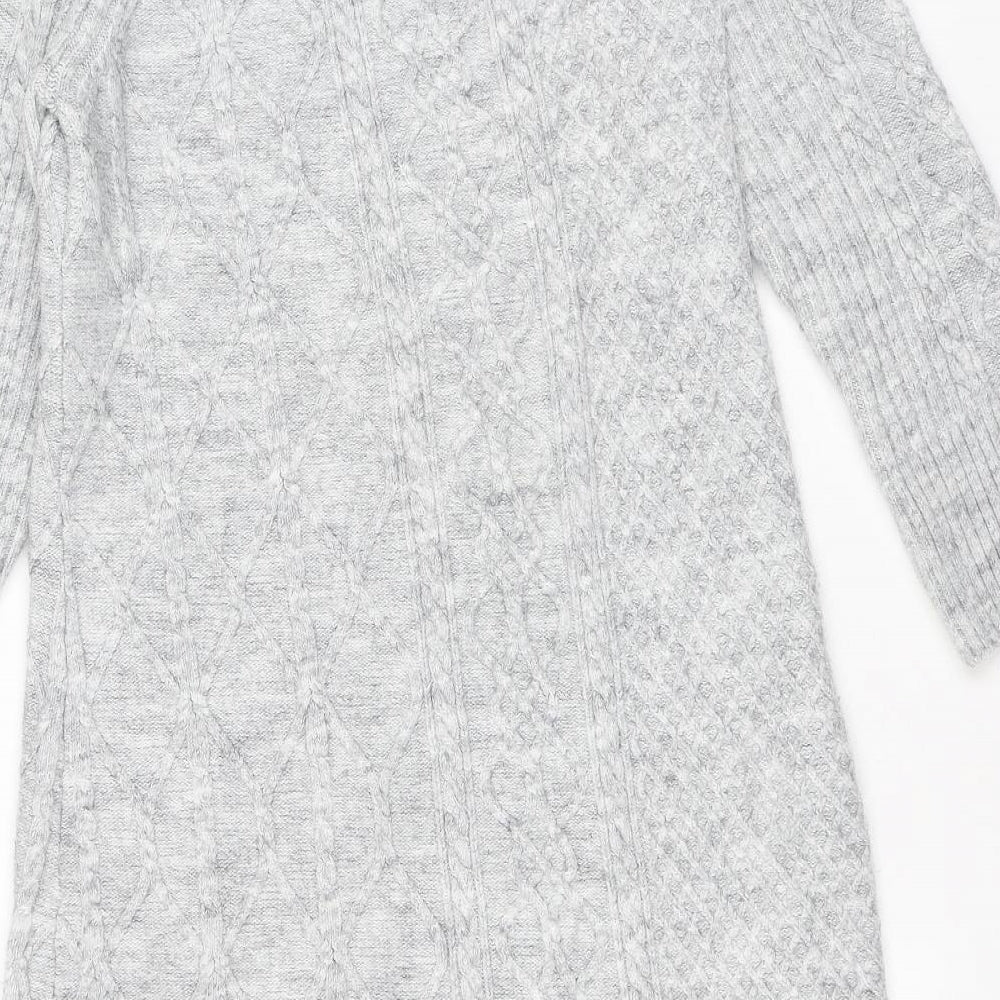 River Island Womens Grey High Neck Acrylic Pullover Jumper Size 18