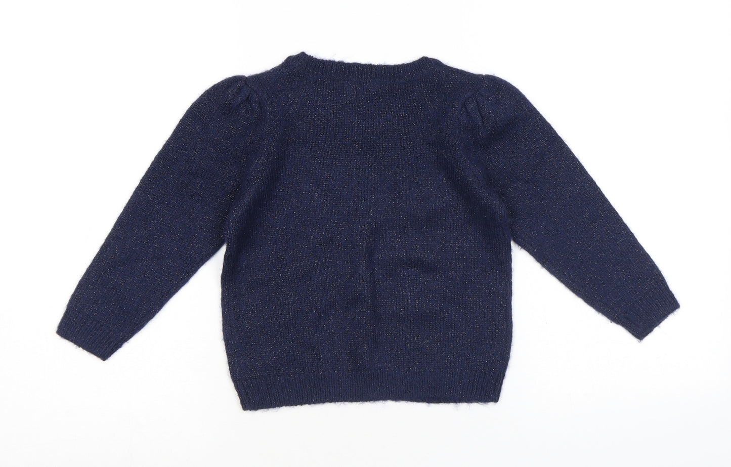 M&Co Girls Blue Round Neck Acrylic Pullover Jumper Size 3-4 Years Pullover - Stars Print