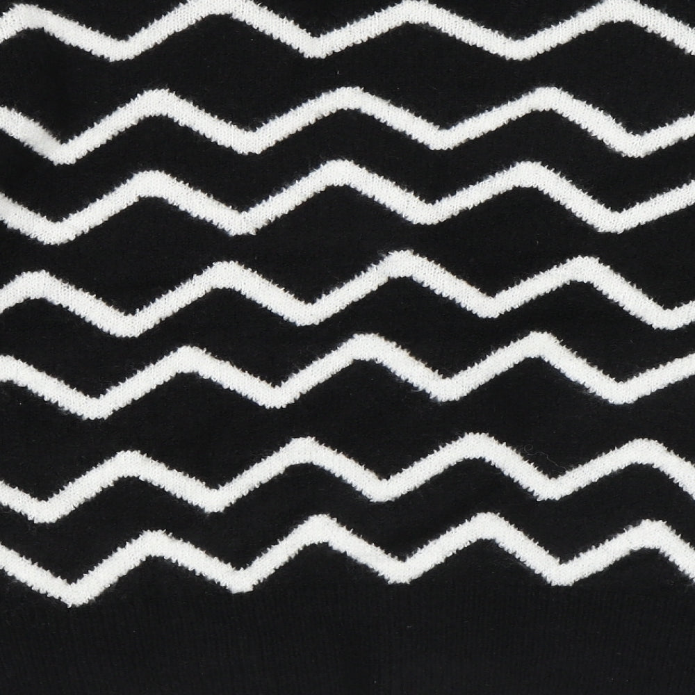 JDY Womens Black V-Neck Geometric Acrylic Cardigan Jumper Size XL