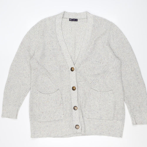 Marks and Spencer Womens Grey V-Neck Cotton Cardigan Jumper Size XL