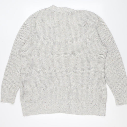 Marks and Spencer Womens Grey V-Neck Cotton Cardigan Jumper Size XL