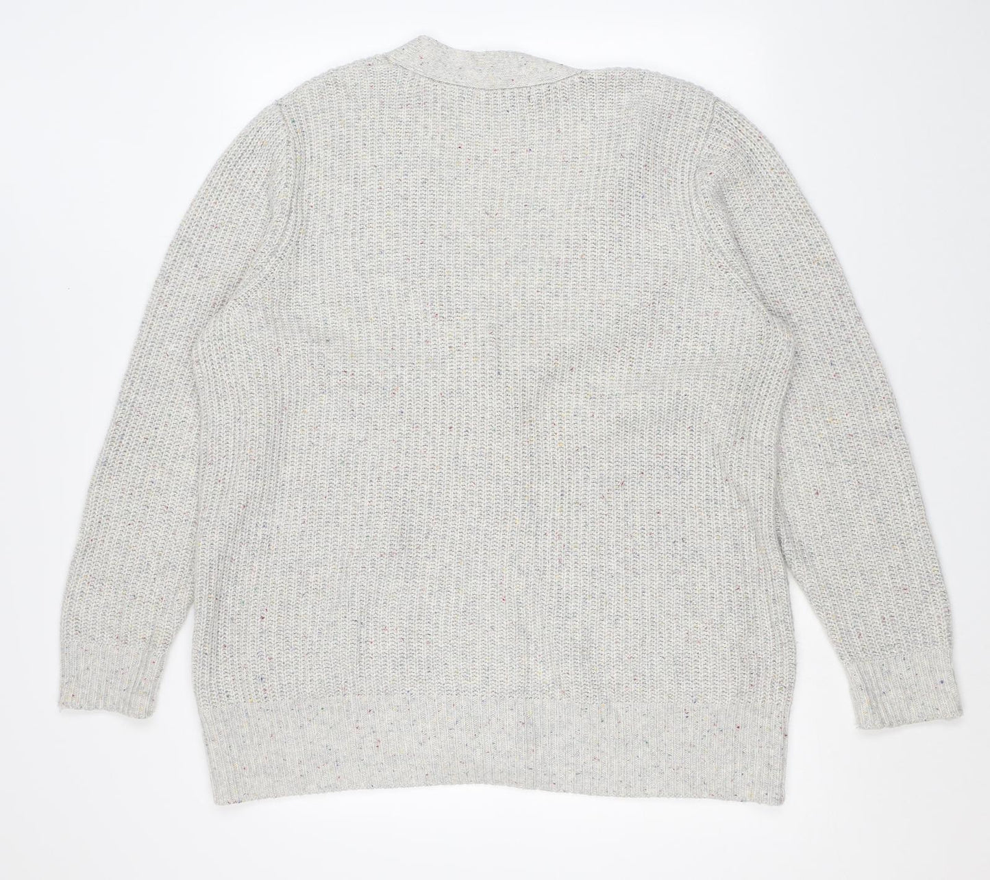 Marks and Spencer Womens Grey V-Neck Cotton Cardigan Jumper Size XL