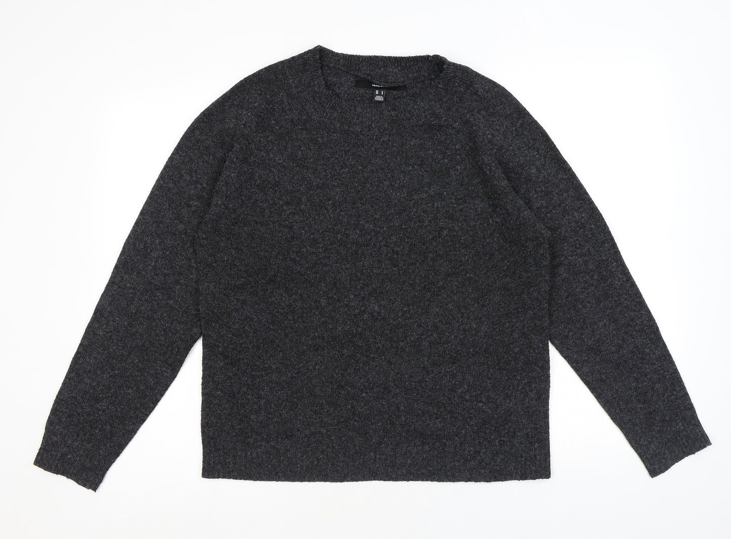 VERO MODA Womens Grey Round Neck Polyester Pullover Jumper Size M