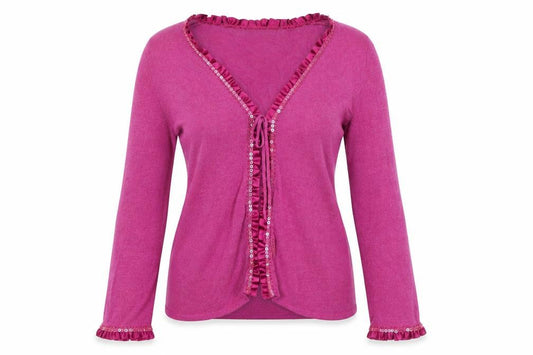 TS Design Womens Pink V-Neck Cotton Cardigan Jumper Size 12