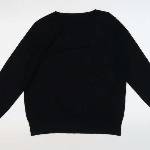 Very Womens Black Round Neck Geometric Viscose Pullover Jumper Size 18 - Star Pattern
